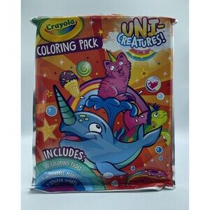 Crayola UNI-CREATURES Coloring Pack! 30 Pages, 5 Markers & 2 Sticker Sheets NEW